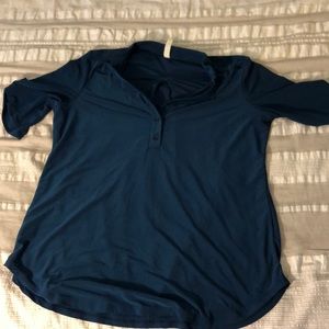 Blue button front blouse